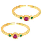 Rani Pink & Green CZ Toe Rings | Vibrant Ethnic Jewellery by Peora

