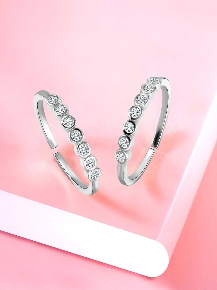 CZ Toe Rings for Women | Sparkling Foot Jewellery by Peora

