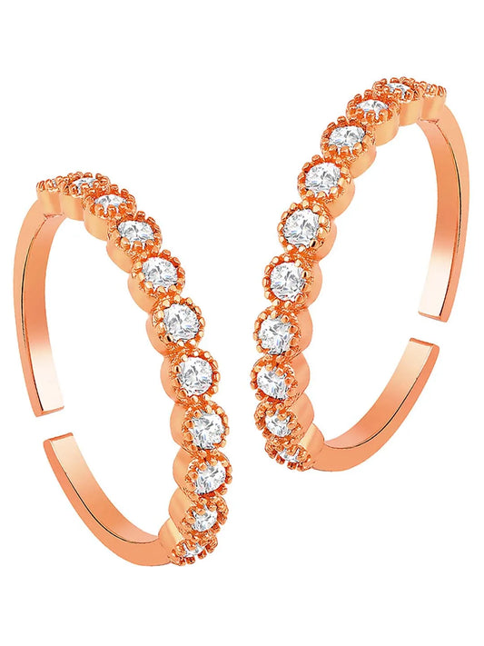 CZ Studded Toe Rings for Women | Elegant Footwear Jewellery by Peora


