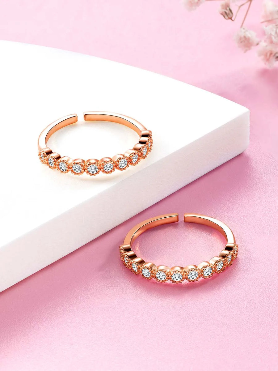 CZ Studded Toe Rings for Women | Elegant Footwear Jewellery by Peora


