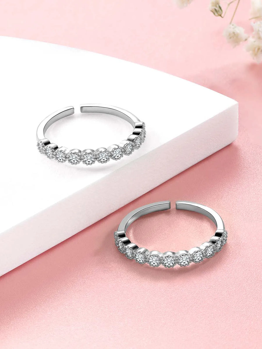 CZ Studded Toe Rings for Women | Elegant Footwear Jewellery by Peora

