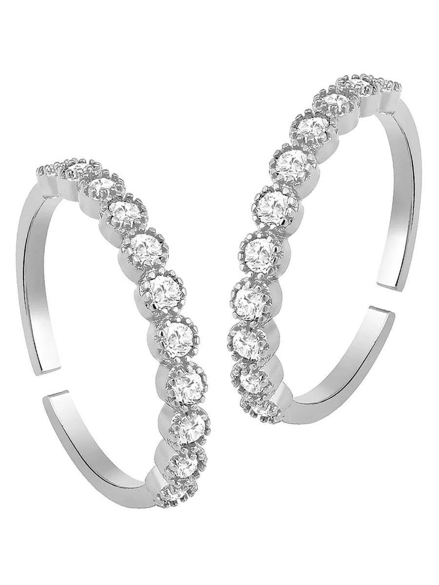 CZ Studded Toe Rings for Women | Elegant Footwear Jewellery by Peora

