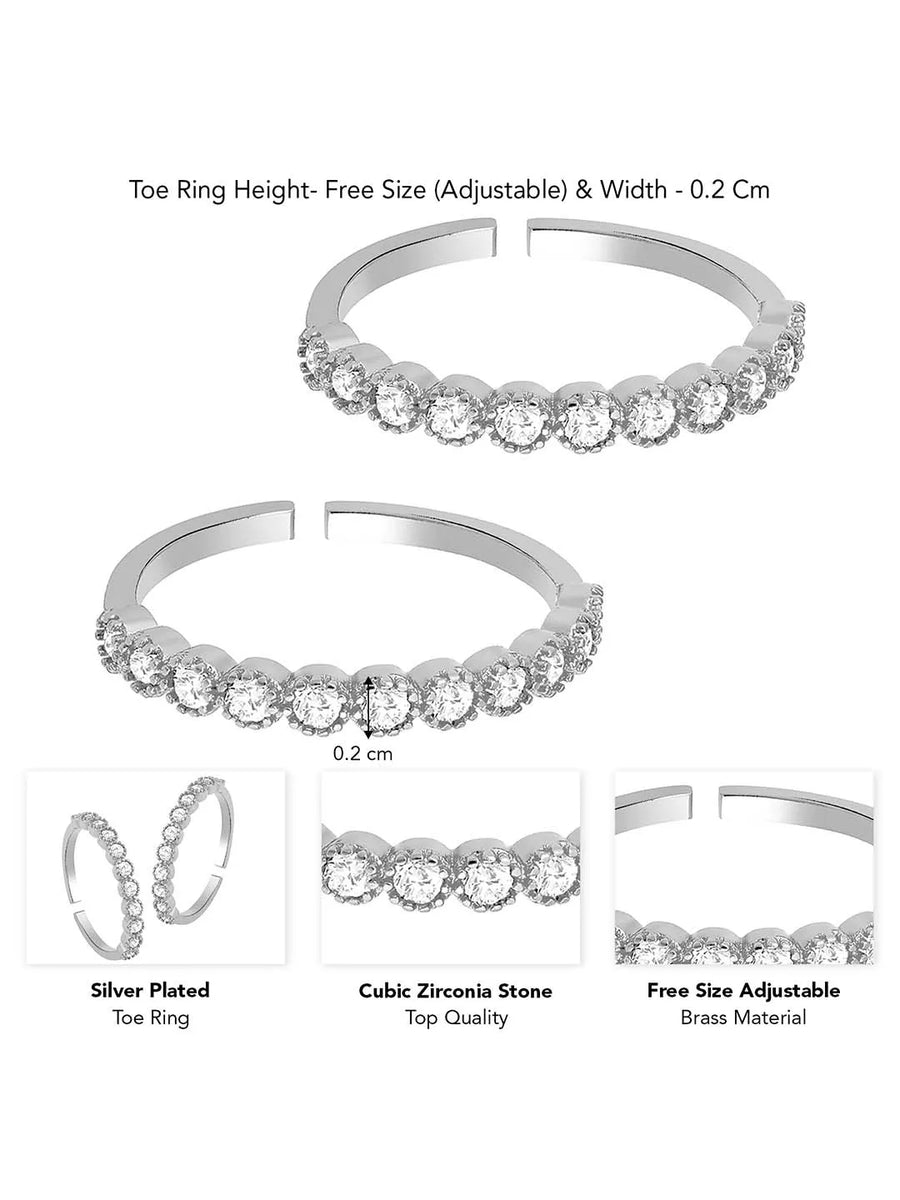 CZ Studded Toe Rings for Women | Elegant Footwear Jewellery by Peora

