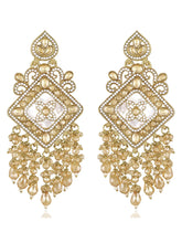 Crystal Bloom Gilded Dangle Earrings - Champagne