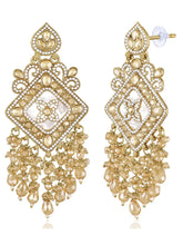 Crystal Bloom Gilded Dangle Earrings - Champagne