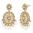 Pearl Crystal Bloom Maangtikka Set - Champagne