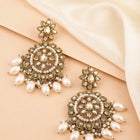 Pearl Crystal Bloom Maangtikka Set - Champagne
