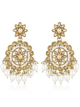 Pearl Crystal Bloom Maangtikka Set - Champagne