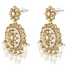 Pearl Crystal Bloom Maangtikka Set - Champagne