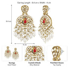 Pearl Cluster Crystals Dangler Earrings - Red -White