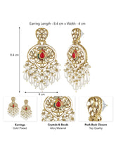 Pearl Cluster Crystals Dangler Earrings - Red -White