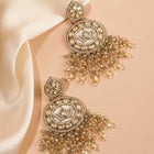 Lotus Grace Beads Dangler Earrings - Champagne