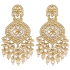 Regal Glow Faux Kundan Beaded Danglers - Champagne