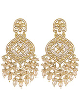 Regal Glow Faux Kundan Beaded Danglers - Champagne