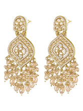 Regal Glow Faux Kundan Beaded Danglers - Champagne