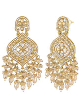 Regal Glow Faux Kundan Beaded Danglers - Champagne