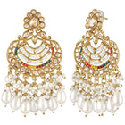 Pearl Cascade Crystals Dangler Earrings - Champagne