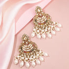 Pearl Cascade Crystals Dangler Earrings - Champagne