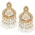 Pearl Cascade Crystals Dangler Earrings - Champagne
