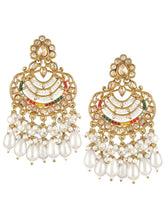 Pearl Cascade Crystals Dangler Earrings - Champagne
