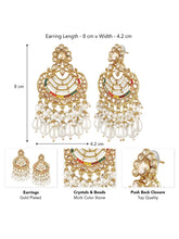 Pearl Cascade Crystals Dangler Earrings - Champagne