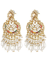 Pearl Cascade Crystals Dangler Earrings - Champagne