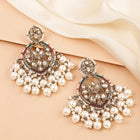 Traditional Pearl Crystals Earrings - Champagne