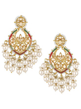 Traditional Pearl Crystals Earrings - Champagne