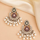 Royal Glow Pearl Dangling Earrings - Champagne