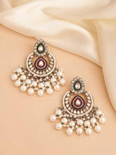 Royal Glow Pearl Dangling Earrings - Champagne