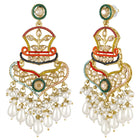 Royal Crown Inspired Pearl Earrings - Multi-White