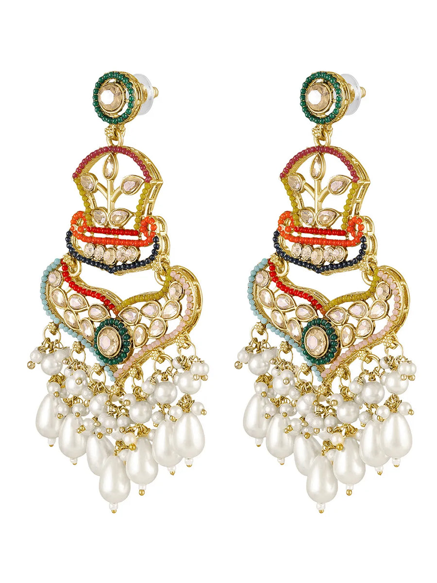 Royal Crown Inspired Pearl Earrings - Multi-White