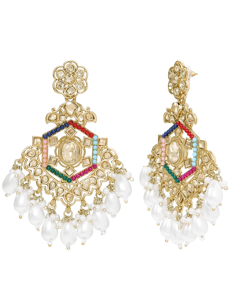 Peora Pearl Cascade Earrings - Multi colour