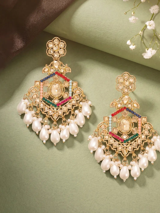 Peora Pearl Cascade Earrings - Multi colour