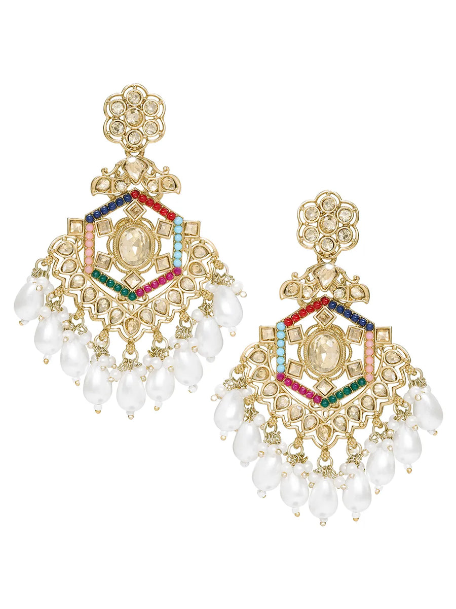 Peora Pearl Cascade Earrings - Multi colour