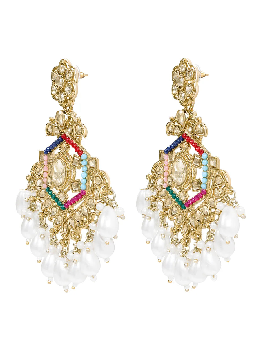Peora Pearl Cascade Earrings - Multi colour