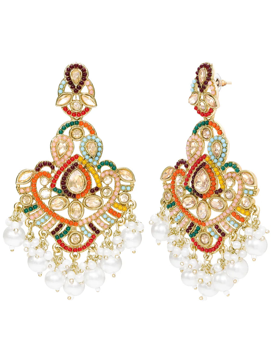 Peora Colorstone Pearl Earrings - Multi colour