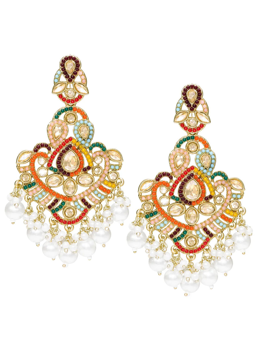 Peora Colorstone Pearl Earrings - Multi colour