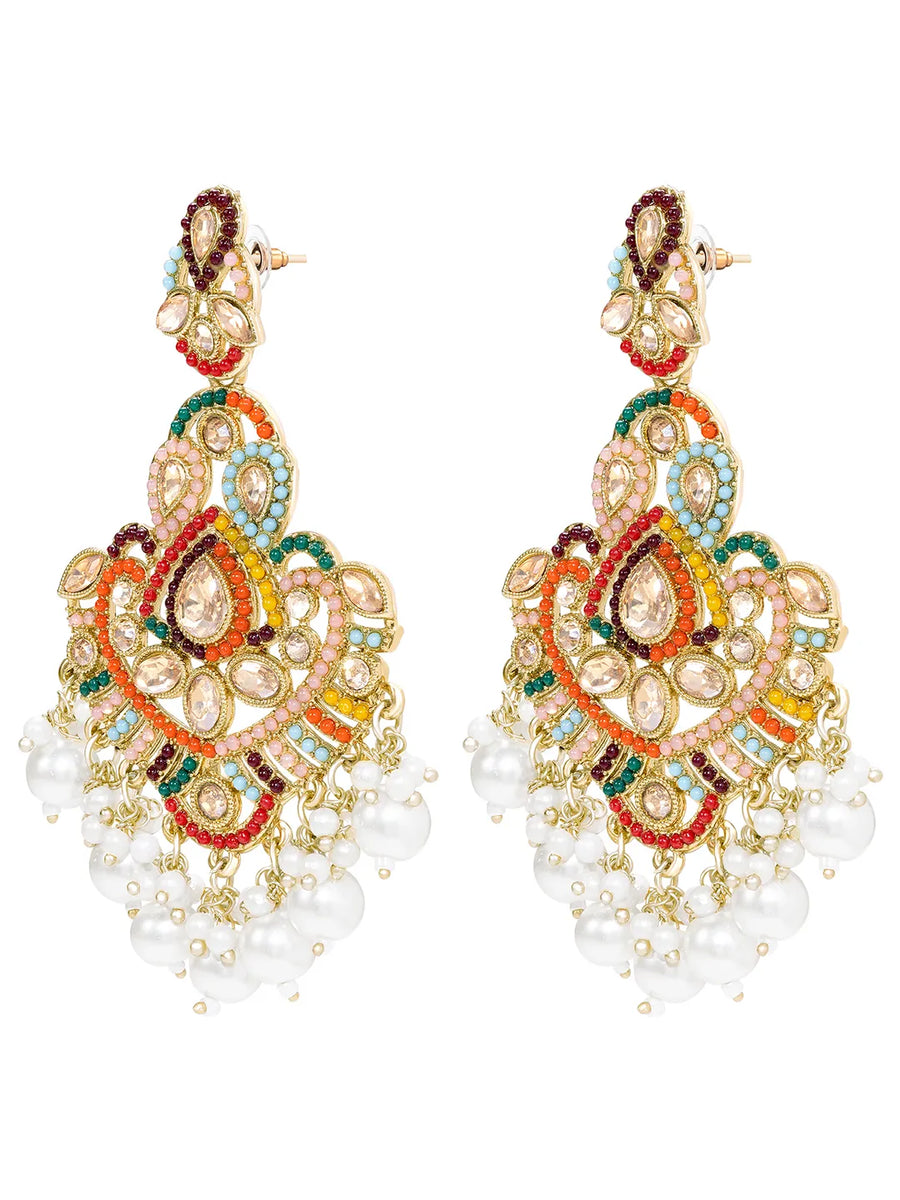 Peora Colorstone Pearl Earrings - Multi colour