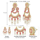 Royal Meenakari Pearl Drangler Earrings - Rani Pink - Champagne