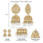 Graceful Crystals Pearl Jhumka Earrings - Champagne