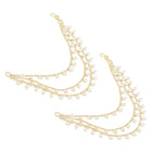 Pearl Drape Triple Layer Earrings Chain - Gold