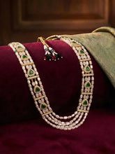 Gold Plated Green Kundan Multi Layer Necklace