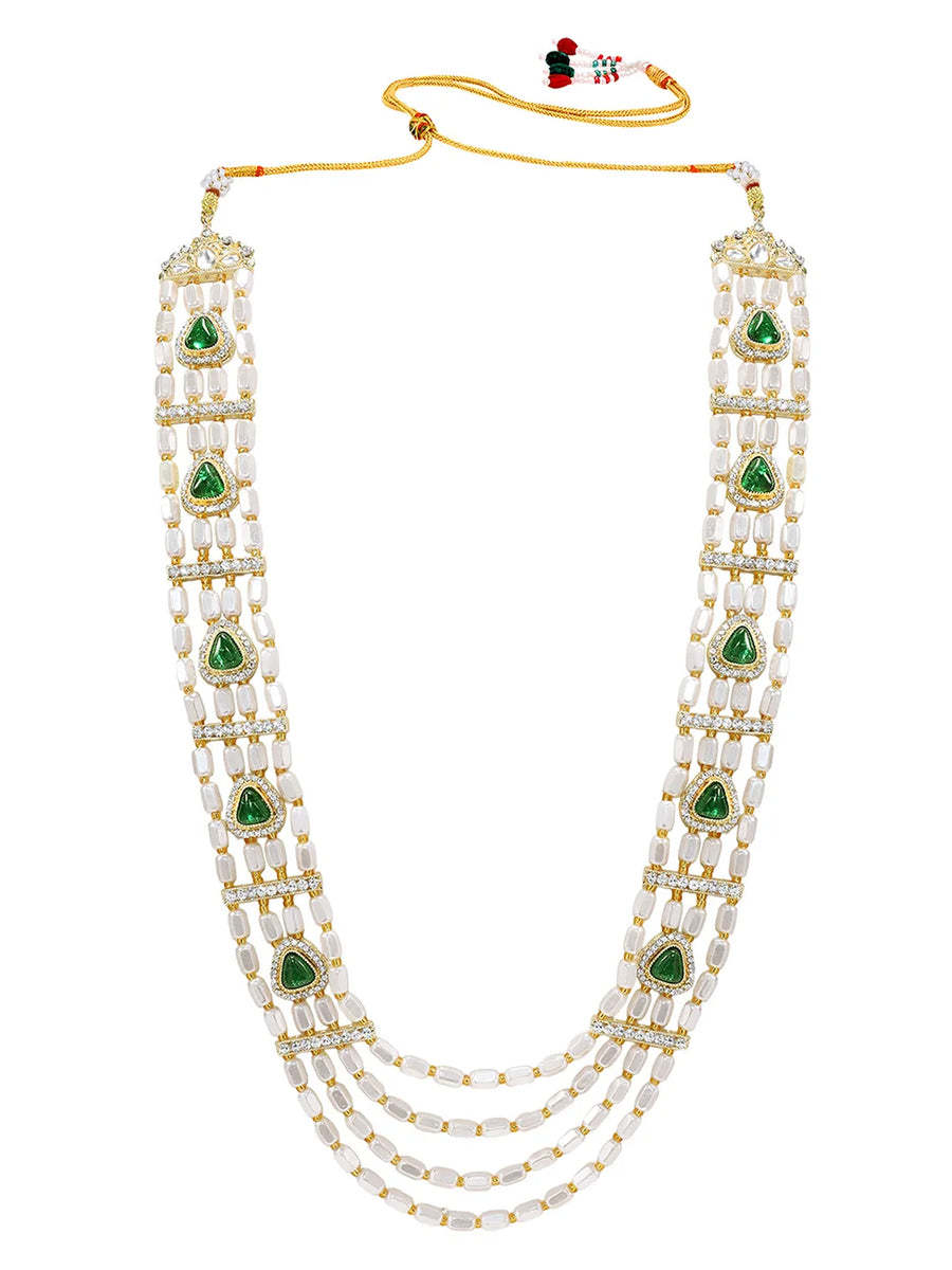 Gold Plated Green Kundan Multi Layer Necklace