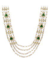 Gold Plated Green Kundan Multi Layer Necklace