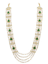 Gold Plated Green Kundan Multi Layer Necklace