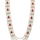 Gold Plated Maroon Kundan Multi Layer Necklace
