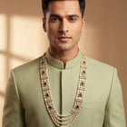 Gold Plated Maroon Kundan Multi Layer Necklace