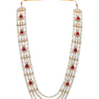 Gold Plated Maroon Kundan Multi Layer Necklace