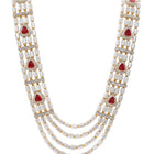Gold Plated Maroon Kundan Multi Layer Necklace